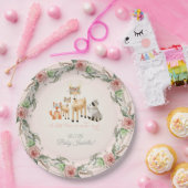 BOHO鹿角ウッドランド動物ベビーガール ペーパープレート (パーティー)