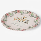 BOHO鹿角ウッドランド動物ベビーガール ペーパープレート (アングル)