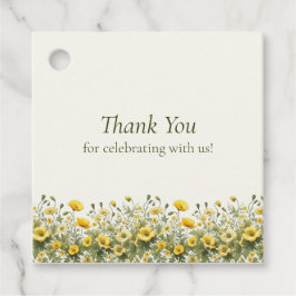 Boho黄色のワイルドフラワー、オリーブありがとうござ結婚う フェイバータグ