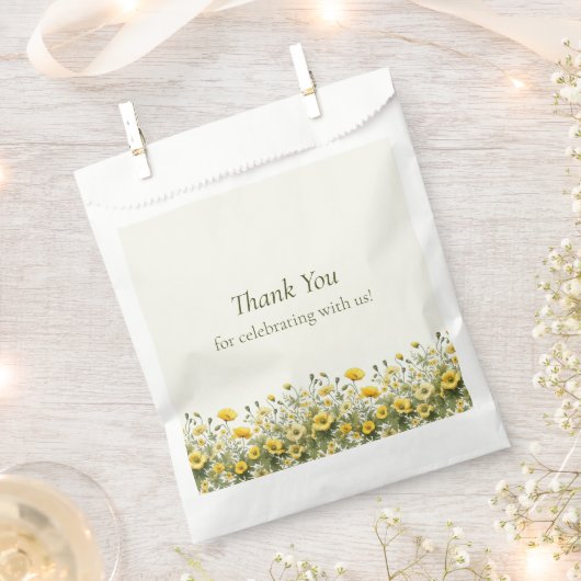 Boho黄色のワイルドフラワー、オリーブありがとうござ結婚う フェイバーバッグ (クリップ留めされた状態)