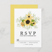 Boho黄色ひまわり素朴夏ウェディングRSVP 出欠カード (正面/裏面)