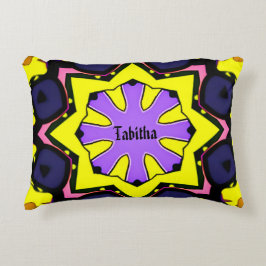 Boho黄色、紫、青、ピンクのデザイン。 アクセントクッション