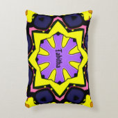 Boho黄色、紫、青、ピンクのデザイン。 アクセントクッション (正面(垂直))