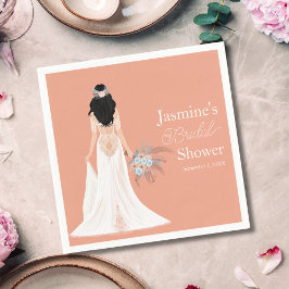 Boho黒毛花嫁と花 スタンダードカクテルナプキン