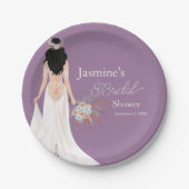 Boho黒毛花嫁と花 ペーパープレート (正面)