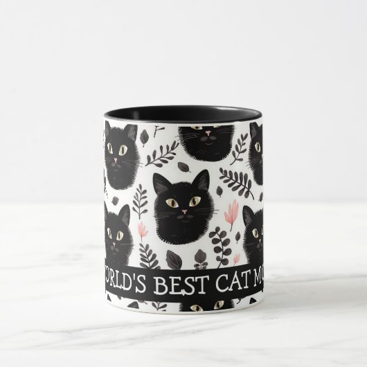 Boho黒猫と離れ猫母 マグカップ (中央)