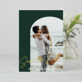 Boho エレガント 2 Photo Save the Date 箔シーズンカード (立ち正面)