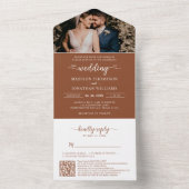 Boho エレガント RSVP QRコードテラコッタ結婚ズ オールインワン招待状 (内側)