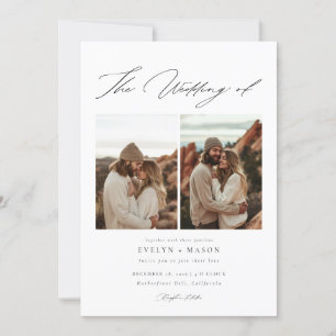 Boho エレガント Script QRコード写真バジェット結婚ズ 招待状