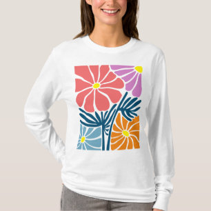 Boho カラフル離れと花Tシャツデザイン Tシャツ