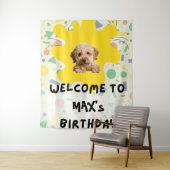 Boho ゴールデンドゥードル 1歳の誕生日ウェルカムサイン | オン タペストリー (インサイチュ)