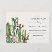 BOHO ピンクの花 砂漠 サボテン fauna 結婚式 招待状 (正面/裏面)