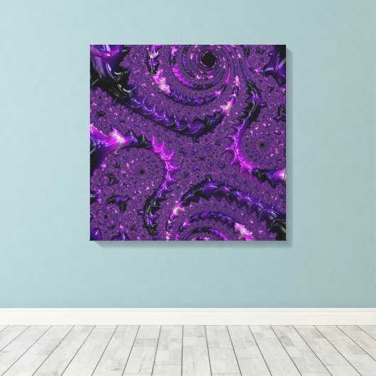 Boho ファンキー Purpleデジはっきりしたタル抽象芸術フラクタル キャンバスプリント (インサイチュ (ウッドフロア))