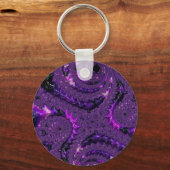 Boho ファンキー Purpleデジはっきりしたタル抽象芸術フラクタル キーホルダー (裏面)
