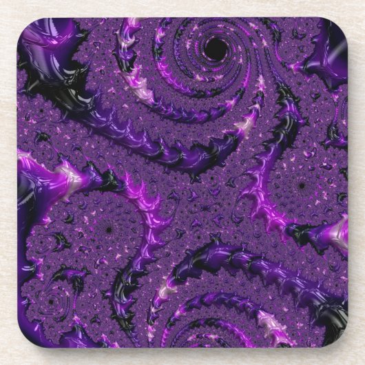 Boho ファンキー Purpleデジはっきりしたタル抽象芸術フラクタル コースター (正面)