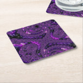 Boho ファンキー Purpleデジはっきりしたタル抽象芸術フラクタル スクエアペーパーコースター (アングル)