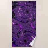 Boho ファンキー Purpleデジはっきりしたタル抽象芸術フラクタル ビーチタオル (正面)