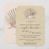 BOHO フラワーパンパス グラス カップルシャワー 招待状 (正面/裏面)