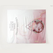 BOHO フルムーン ダスティーローズ 水彩画 天体 タペストリー (正面(横))