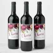 Boho フローラル |応援 ワインラベル (ボトル)