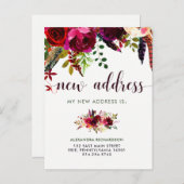 Boho フローラル | 新しいアドレス 案内ポストカード (正面/裏面)