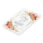 Boho フローラル | Terracotta結婚式の日付を保存 マグネット (左側)