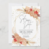 Boho フローラル | Terracotta結婚式の日付を保存 招待状 (正面)