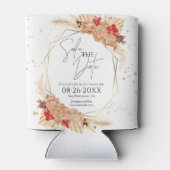 Boho フローラル | Terracotta結婚式の日付を保存 缶クーラー (裏面)