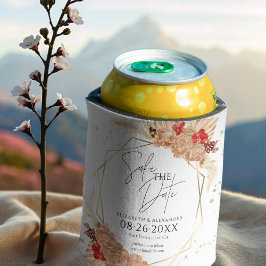 Boho フローラル | Terracotta結婚式の日付を保存 缶クーラー