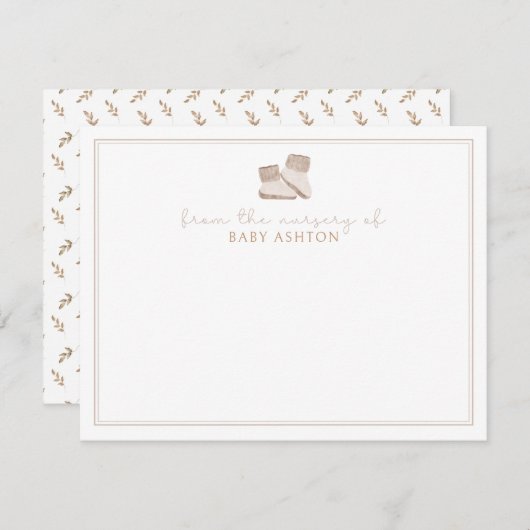 Boho、ベビーシューズ、子供部屋から 招待状 (正面/裏面)