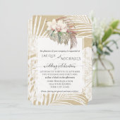 BOHO ホワイト オーキッド フローラル トロピカル フォリアージ クラフト 招待状 (スタンド正面)
