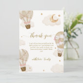 Boho モダンエレガントホットエアバルーン赤ちゃんシャワー サンキューカード (スタンド正面)