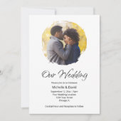 Boho モダンカジュアル写真ミニマ結婚リスト 招待状 (正面)