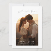 Boho モダン素朴写結婚真の救日付 招待状 (裏面)