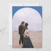 boho モダン arch 2枚の結婚レトロな青 招待状 (裏面)