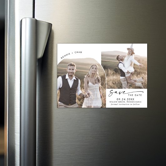 Boho モダン Arch 2 Photo Save the Date マグネット招待状