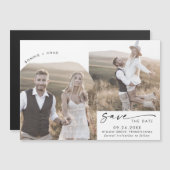 Boho モダン Arch 2 Photo Save the Date マグネット招待状 (正面/裏面)