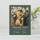 Boho モダン Dark Green Photo'結婚 S Thank You Ca サンキューカード (スタンド正面)
