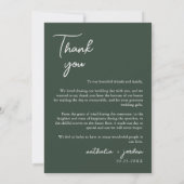 Boho モダン Dark Green Photo'結婚 S Thank You Ca サンキューカード (裏面)