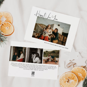 Boho モダン Four写真新年おめでとう シーズンカード