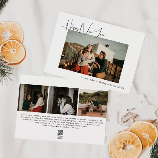 Boho モダン Four写真新年おめでとう シーズンカード