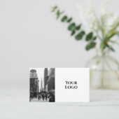 Boho モダン QRコード白黒(写真付) 名刺 (スタンド正面)