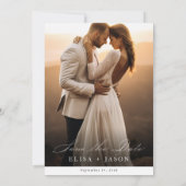 Boho モダン Verticalミニマル Photo日付を保存 招待状 (裏面)