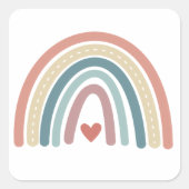 Boho、抑えられた虹、赤ちゃんシャワー、1歳の誕生日 スクエアシール (正面)