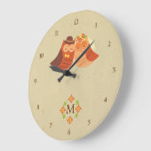 Boho 素朴 Lovebird Owlカップル ラージ壁時計 (傾斜)