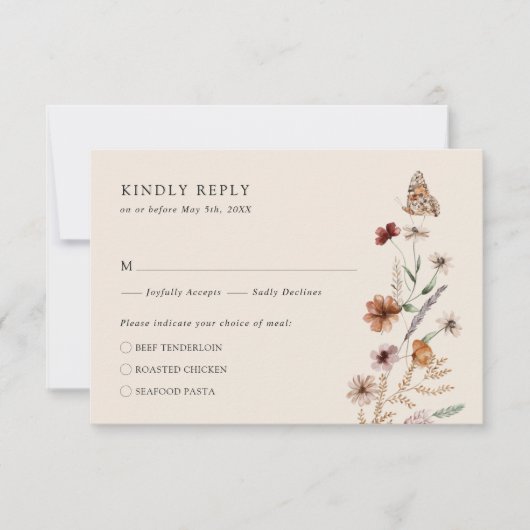 Boho 素朴 RSVPカード (正面)