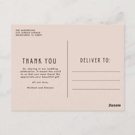 Boho 結婚さんの3枚コラージュありがとう ポストカード (裏面)