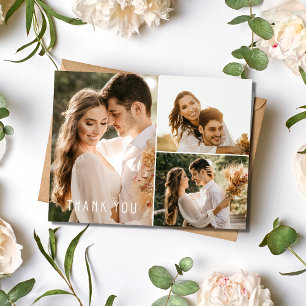 Boho 結婚さんの3枚コラージュありがとう ポストカード