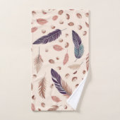 Boho，羽モダン, Chic, Nuteral, Tan バスタオルセット (ハンドタオル)