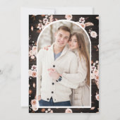 Boho 自然フローラフォト結婚ウッド セーブザデート (裏面)